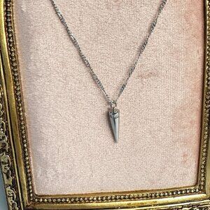 Park Lane Retired Spur Necklace W/ Micro Crystals & Silver-Tone Chain Pendant